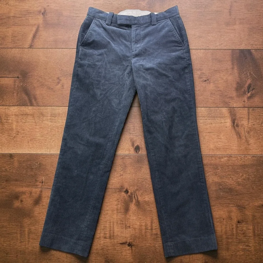 Brooks Brothers Slim Fit Navy Blue Corduroy Pants Mens 32x30 Fine Wale Stretch